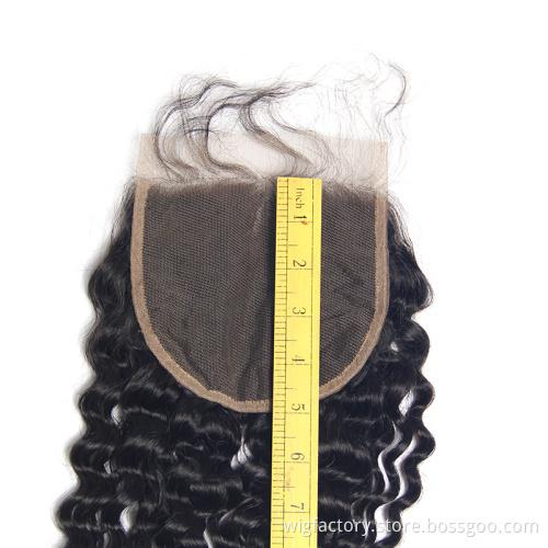 Large in stock unprocessed brazilian human 5x5 deep wave closure, swiss lace 5x5 closure and bundles